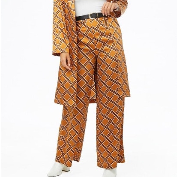 Geo print satin wide-leg print pants - Picture 1 of 7